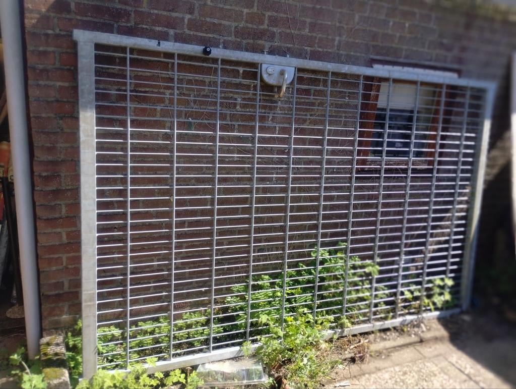 Poort, loop poort, dubbelstaafmat 150x243cm, Ophalen, Gebruikt, Staal, 150 tot 200 cm