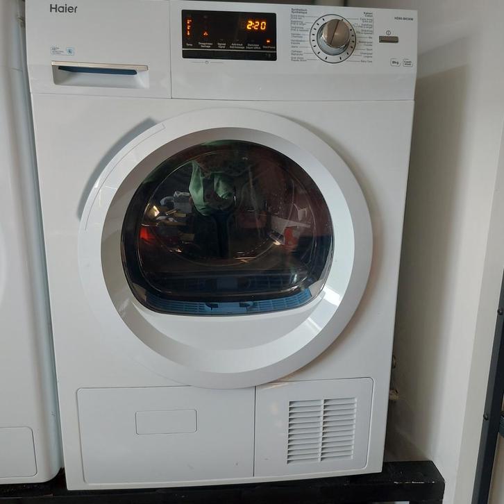 Haier Condensdroger HD80-B636W - 8kg inhoud, Witgoed en Apparatuur, Wasdrogers, Gebruikt, Condens, Voorlader, 8 tot 10 kg, 85 tot 90 cm