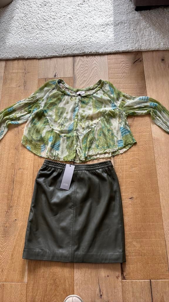IBANA leren nieuwe rok met kaartjes M navy groen, Maat 38/40 (M), Nieuw, Ophalen of Verzenden, Onder de knie