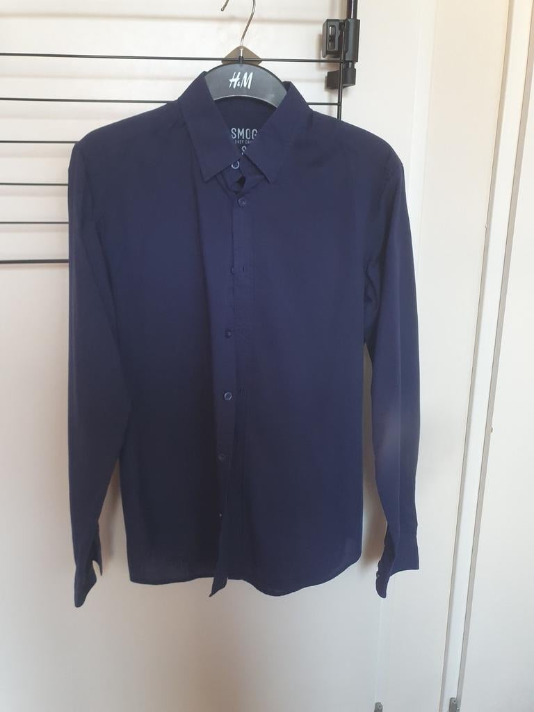 Donkerblauw heren overhemd, Kleding | Heren, Overhemden, Ophalen of Verzenden, Zo goed als nieuw, Blauw