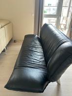 Leolux tango zwarte leren 3-zitsbank met verstelbare leuning, Ophalen, Gebruikt, Driepersoons, Rechte bank