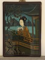 Chinees schilderij achter glas in houten lijst, Ophalen of Verzenden