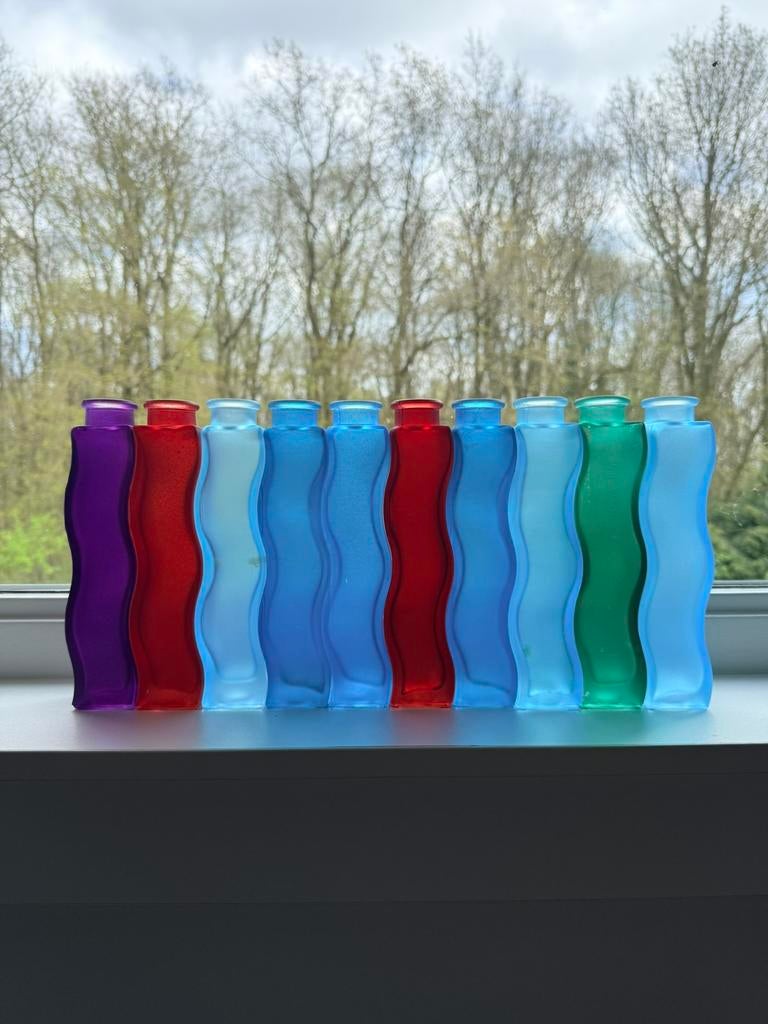 Vintage IKEA Skämt Vazen-Sigga Heimis-Kleurrijke Wave Vazen, Ophalen, Gebruikt, Overige kleuren, Glas
