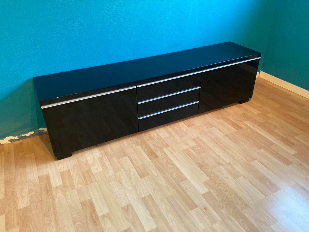 IKEA Besta Burs TV-meubel hoogglans zwart, Ophalen, Gebruikt, 150 tot 200 cm, Minder dan 100 cm