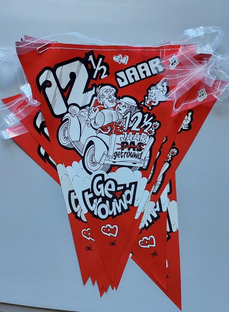Vlaggenlijn 12,5 Jaar Getrouwd - Feestversiering, Ophalen of Verzenden