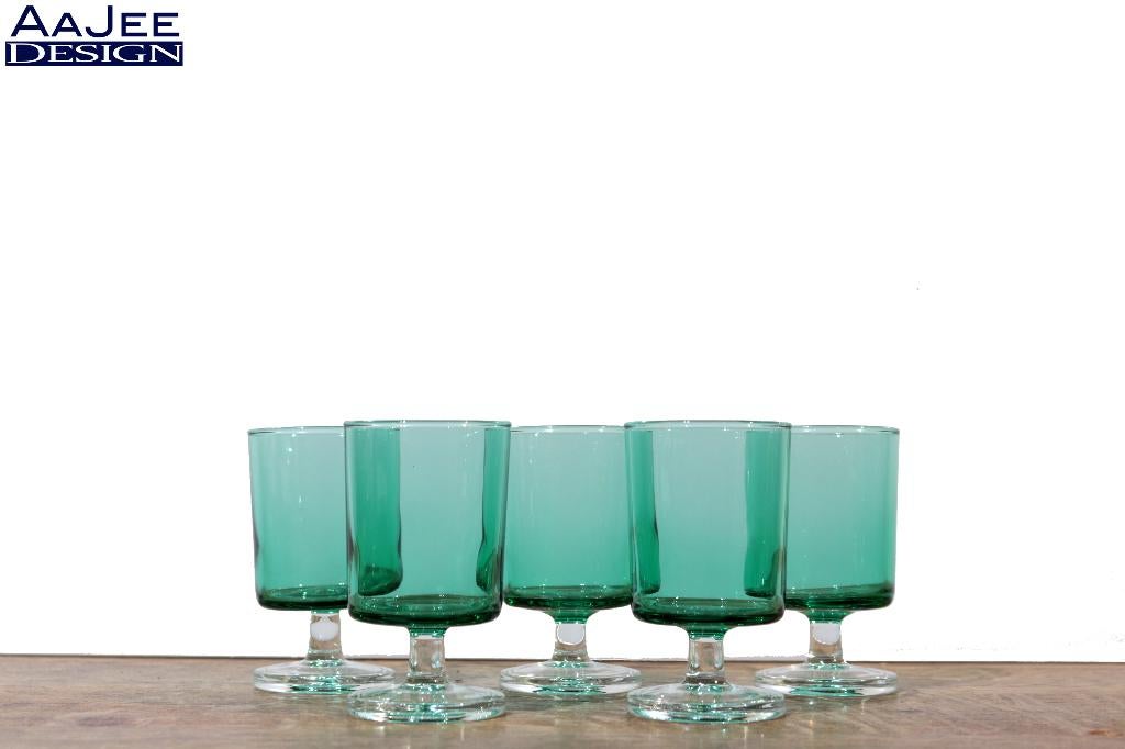 Set van 5 – Luminarc – Cavelier – Glas – Groene kelk, Verzamelen, Glas en Borrelglaasjes, Gebruikt, Overige typen, Ophalen of Verzenden