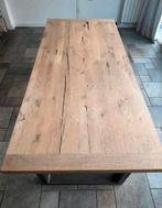 Massief Houten tafel met stalen onderstel 200/100, Ophalen, 200 cm of meer, 50 tot 100 cm, Zo goed als nieuw