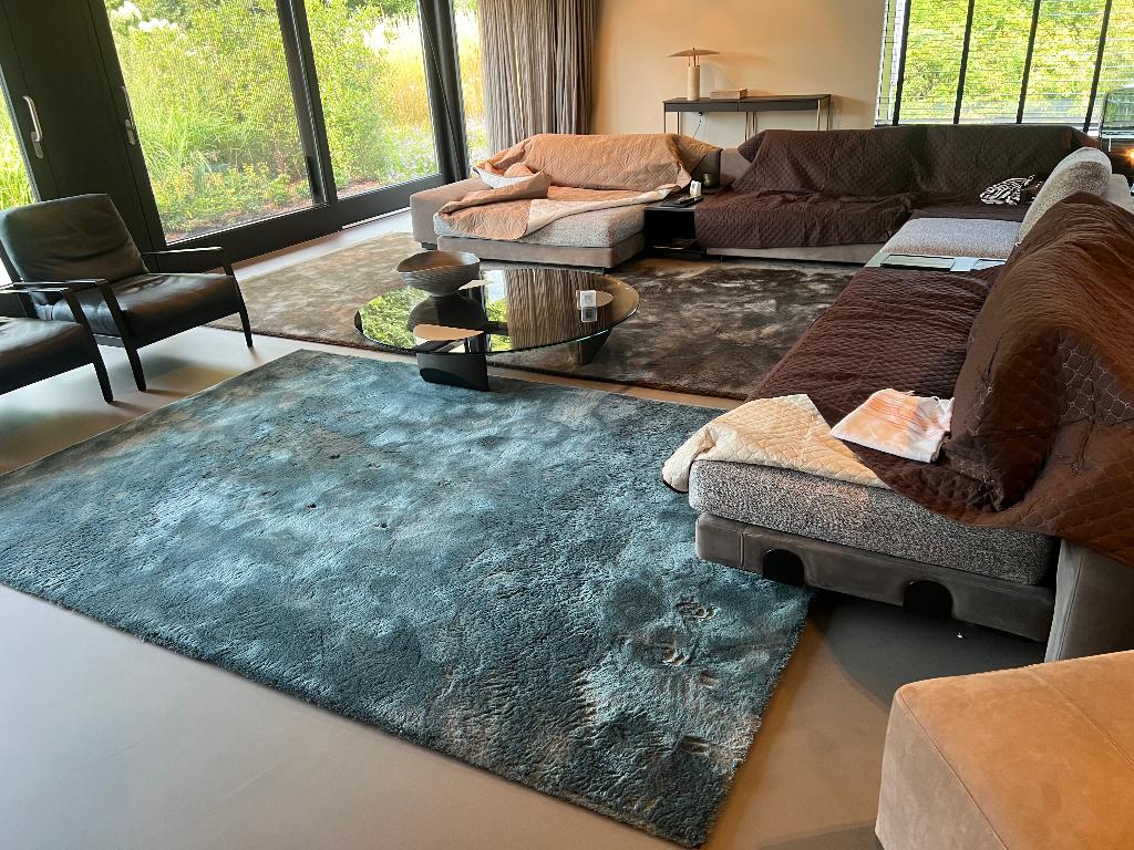 vloerkleed mohair Longbarn turquase, Ophalen, Blauw, 200 cm of meer, Rechthoekig