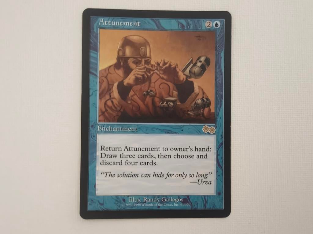 Magic The Gathering - Attunement - Urza's Saga, Ophalen of Verzenden, Gebruikt, Losse kaart