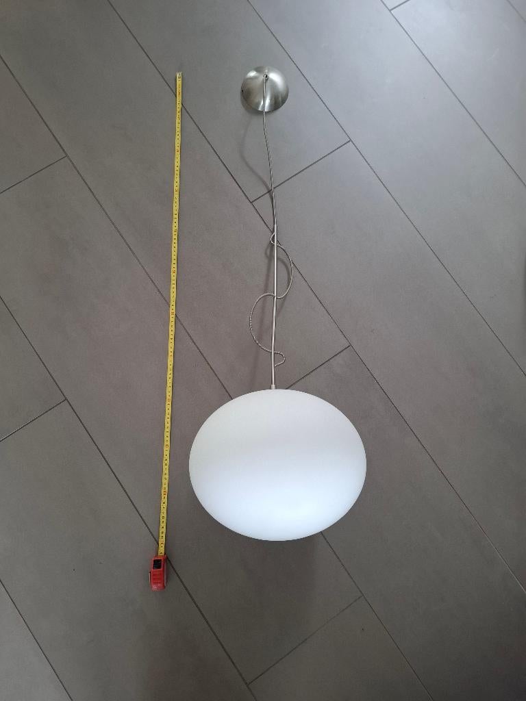 design hanglamp, Huis en Inrichting, Lampen | Hanglampen, Ophalen, Gebruikt, Glas, 75 cm of meer