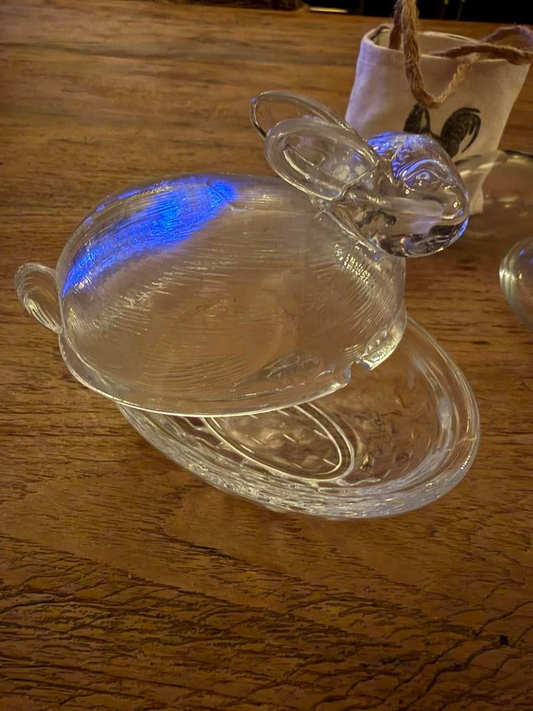 Glazen paashaas met glazen eieren, Ophalen of Verzenden