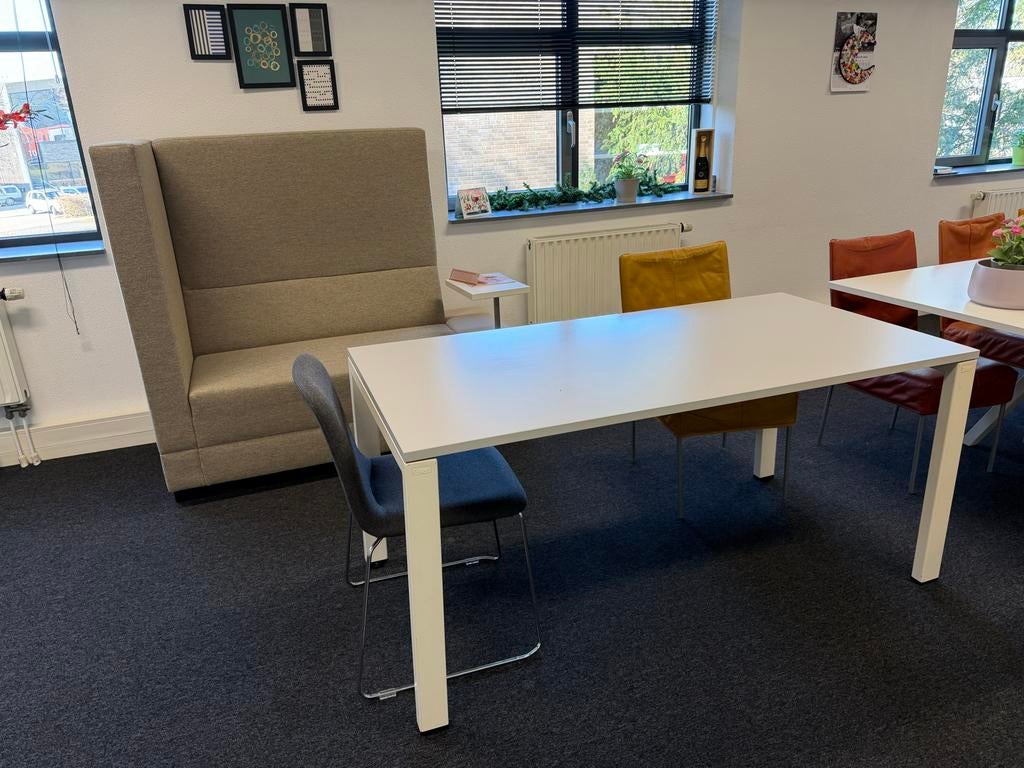 Keuken/kantine tafel met 8 lederen stoelen, Ophalen, Gebruikt, 50 tot 100 cm, Vijf personen of meer