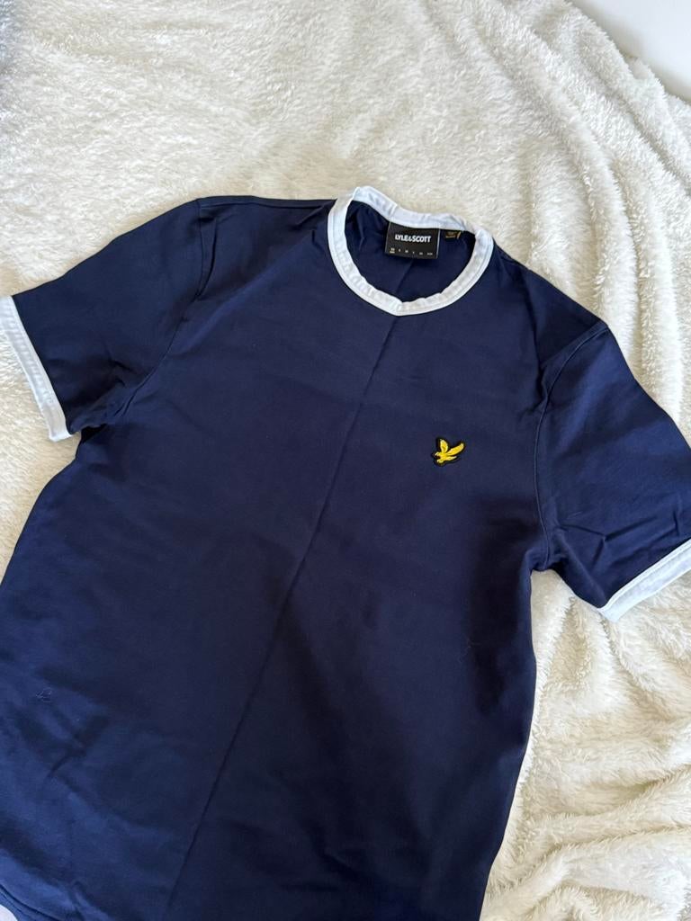 Lyle & Scott T-shirt - Donkerblauw met wit accent, Ophalen, Zo goed als nieuw, Maat 46 (S) of kleiner, Blauw