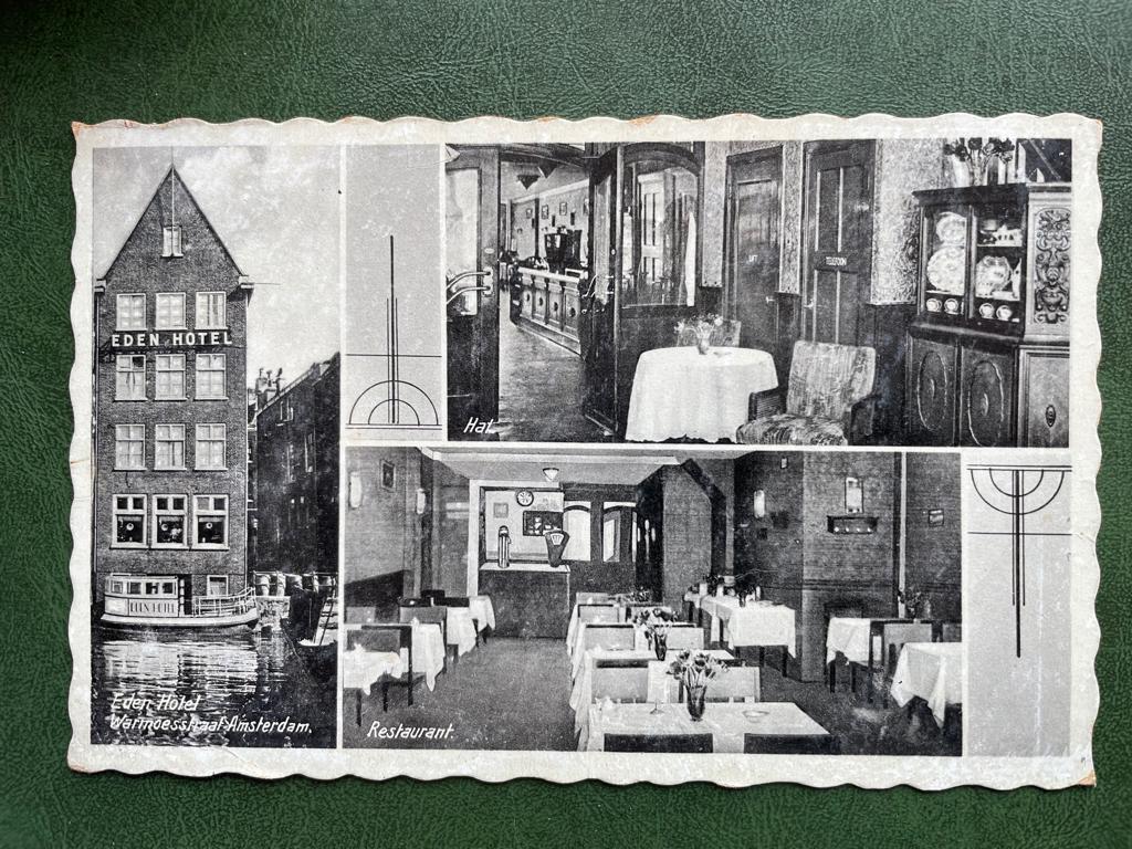 ansichtkaart van Amsterdam, Eden Hotel , Warmoesstraat., Verzenden, 1920 tot 1940, Noord-Holland