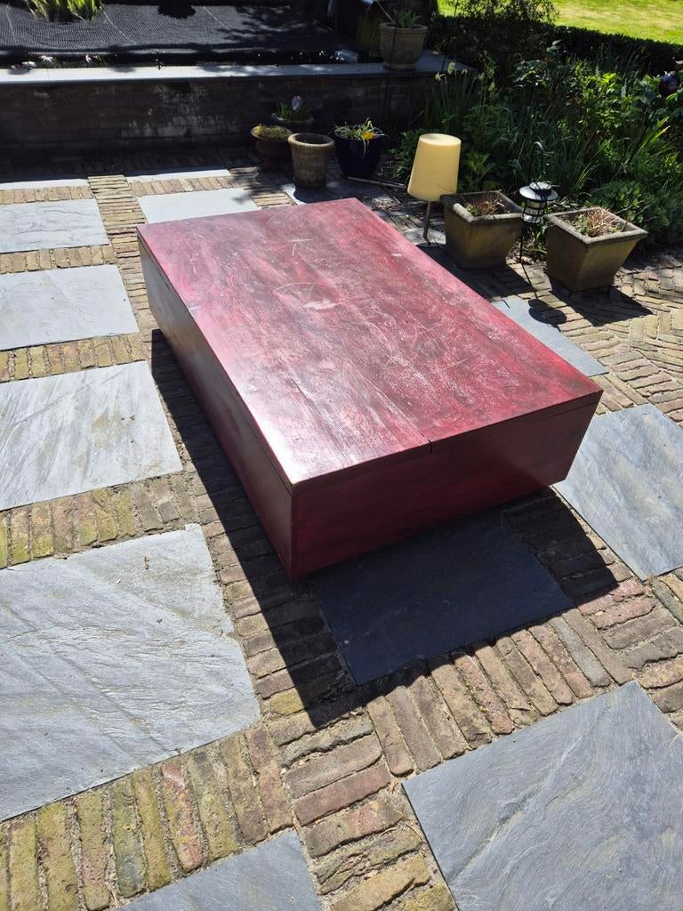 Massieve salontafel voor binnen of buiten, Ophalen, Rechthoekig, Hout