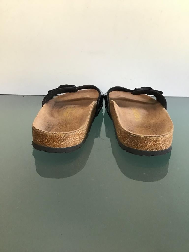 Birkenstock Madrid 38 | zwart | Gratis verzenden, Slippers, Verzenden, Zwart, Zo goed als nieuw
