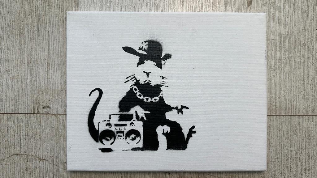 Banksy. Rat. Canvas, Verzenden