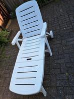 Verstelbaar tuin ligbed inklapbaar kunststof wit, Ophalen, Kunststof, Verstelbaar