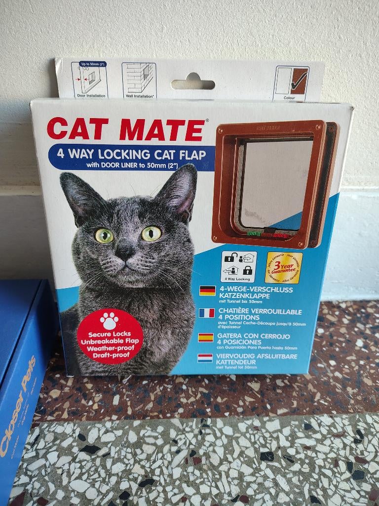 CatMate Kattenluik - 4 Vergrendeling - Met Tunnel - bruin, Dieren en Toebehoren, Ophalen of Verzenden, Nieuw