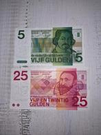 Nederland Bankbiljetten 5 en 25 gulden  UNC, Postzegels en Munten, Bankbiljetten | Nederland, Ophalen of Verzenden, 5 gulden, Setje
