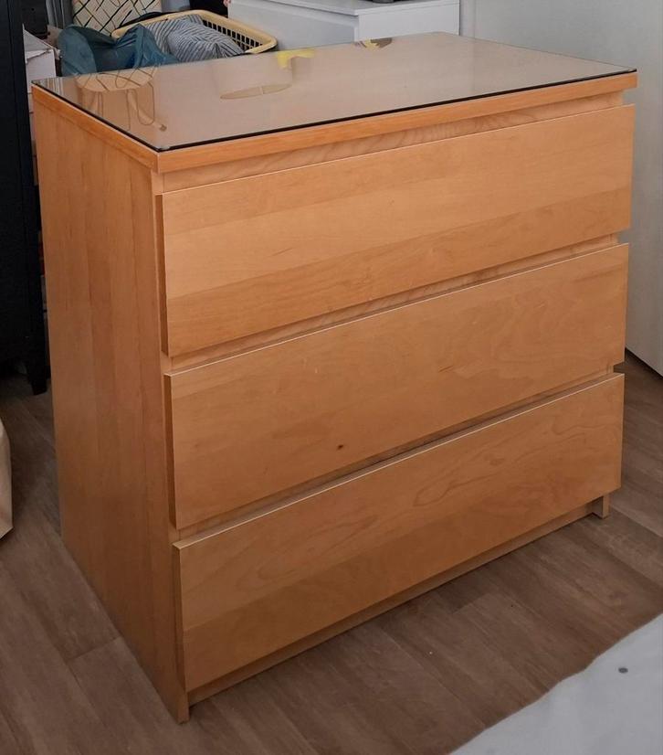 MALM Ladenkast met Glasplaat, Huis en Inrichting, Kasten | Ladekasten, Gebruikt, Minder dan 100 cm, 50 tot 100 cm, 25 tot 50 cm