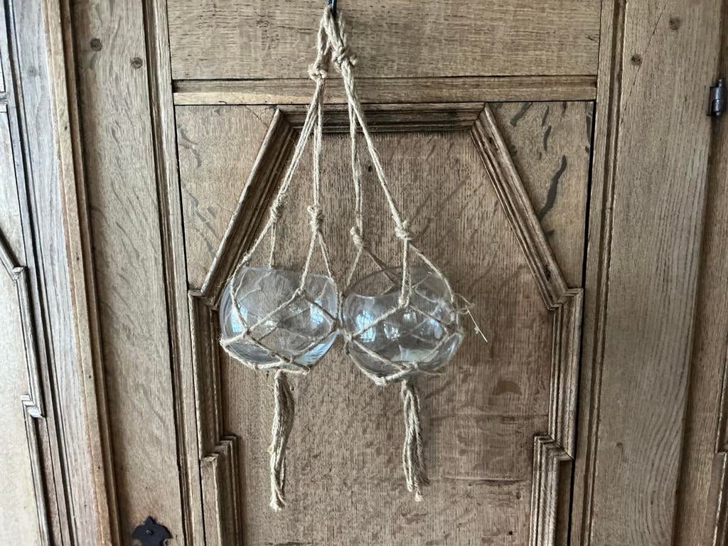 NIEUW set hangende bloempotten vazen glas met touw, Ophalen of Verzenden, Nieuw