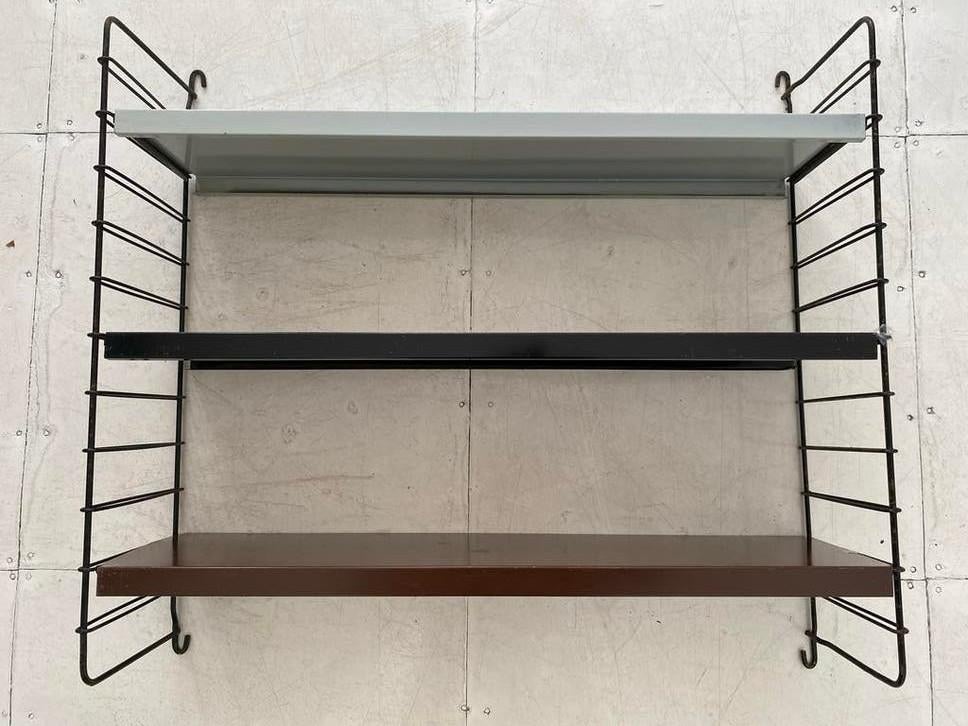 Vintage jaren 60 wandrek met 3 planken, Vintage, Gebruikt, Meerkleurig, Ophalen of Verzenden