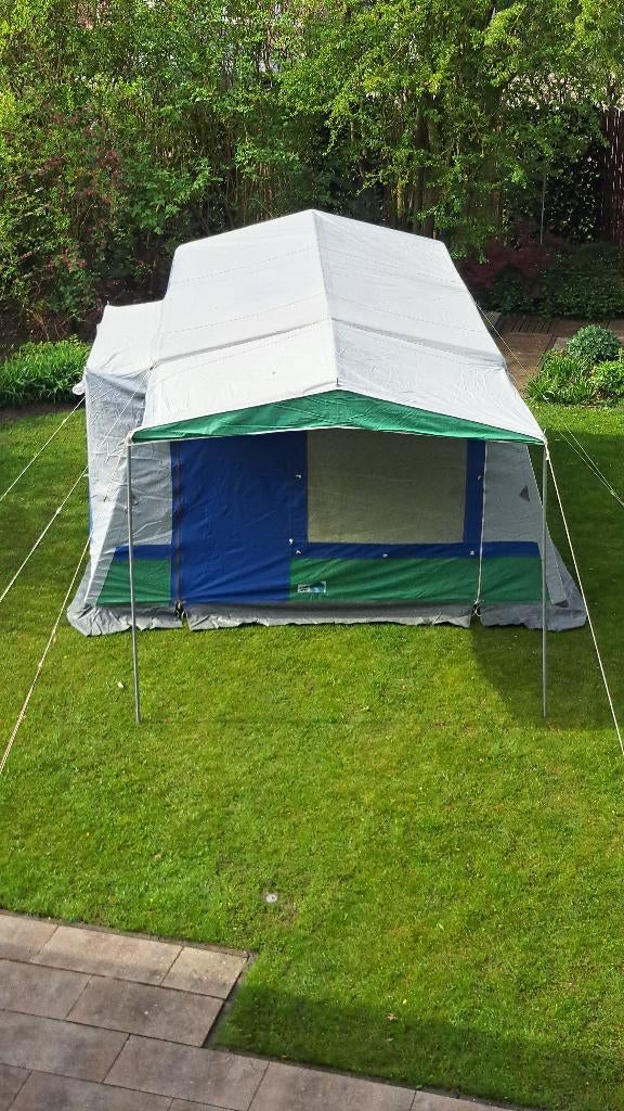 4 persoons bungalowtent katoen japio, Caravans en Kamperen, Ophalen, Gebruikt, Tot en met 4