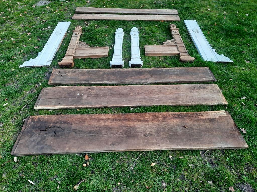 Tekoop eikenhout kerkbank delen om wat moois van temaken, Ophalen