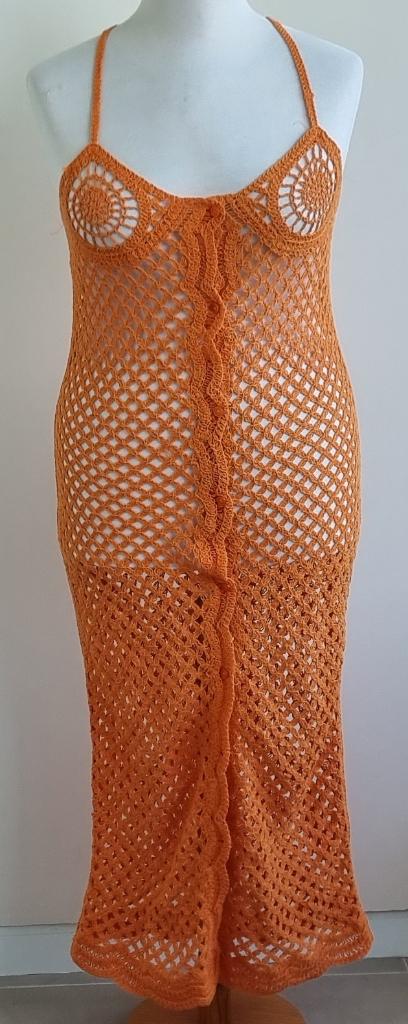Zara zacht oranje gehaakte jurk mt. L, Zara, Maat 42/44 (L), Oranje, Ophalen of Verzenden