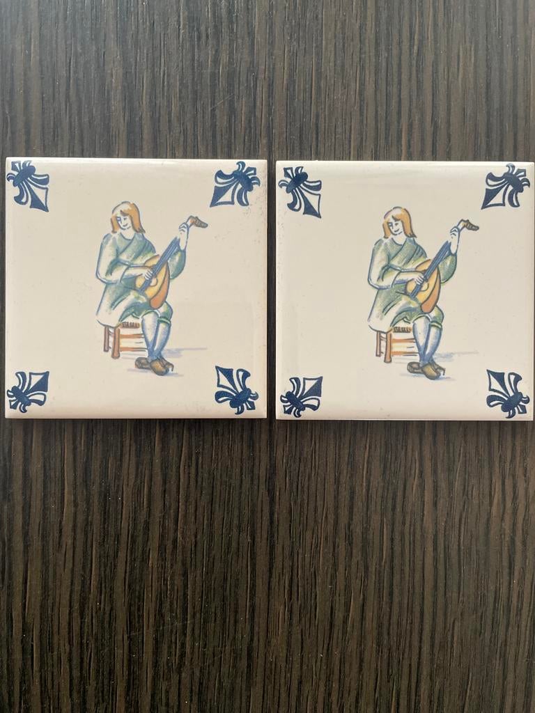 KLM business class 2 Delfts Blauwe tegels, Antiek en Kunst, Antiek | Wandborden en Tegels, Ophalen of Verzenden