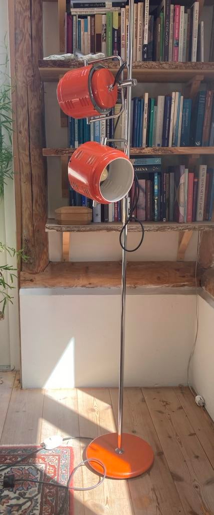 Vintage staande lamp, oranje, Antiek en Kunst, Ophalen