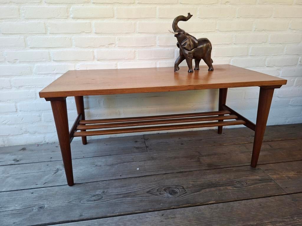 Vintage retro salontafel teak Design Deense stijl jaren 60., Ophalen, Gebruikt, 50 tot 100 cm, Teakhout