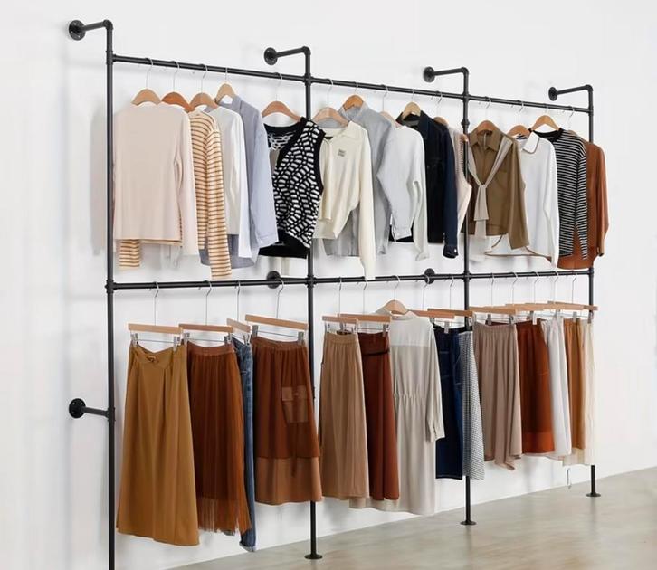 Industriele kleding rekken zwart, Huis en Inrichting, Kasten | Kledingkasten, Nieuw, 200 cm of meer, 200 cm of meer, 25 tot 50 cm