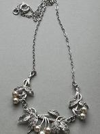 Antiek zilveren collier met echte parels, gekeurd, 42 cm, Sieraden, Tassen en Uiterlijk, Kettingen, Verzenden, Zo goed als nieuw