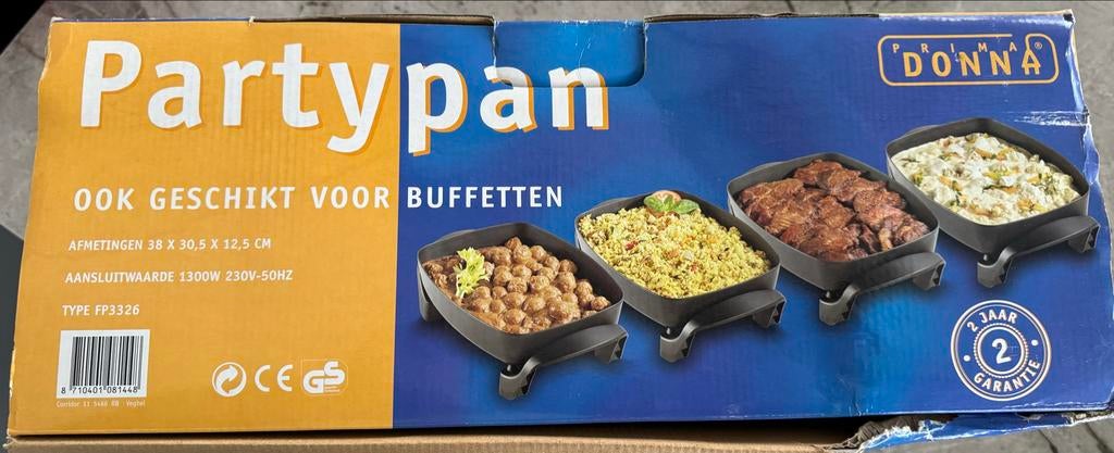Nooit gebruikt: Partypan Extra Diep 7.5L met Glazen Deksel, Ophalen of Verzenden, Nieuw, Tafelgrill