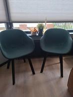 Set van 2 stoelen met groene stof en metalen poten, Ophalen, Twee, Zo goed als nieuw, Modern