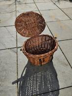 Vintage rieten fietsmand met deksel, Ophalen of Verzenden