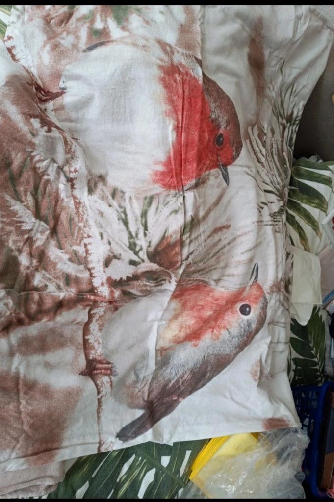 Flanel dekbed overtrek 1p roodborstje, Ophalen of Verzenden, Eenpersoons, Wit, Dekbedovertrek