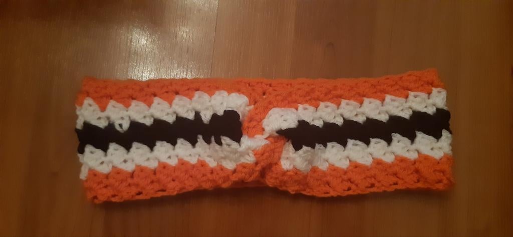 Haarband in Oranje/Wit/Zwart, leuk voor tijdens het WK, Kleding | Dames, Mutsen, Sjaals en Handschoenen, Handgemaakt, Ophalen of Verzenden