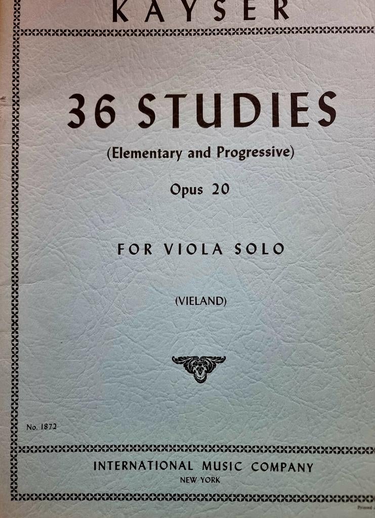 Kayser 36 Studies Opus 20 voor altviool solo, Gebruikt, Klassiek, Les of Cursus, Ophalen of Verzenden