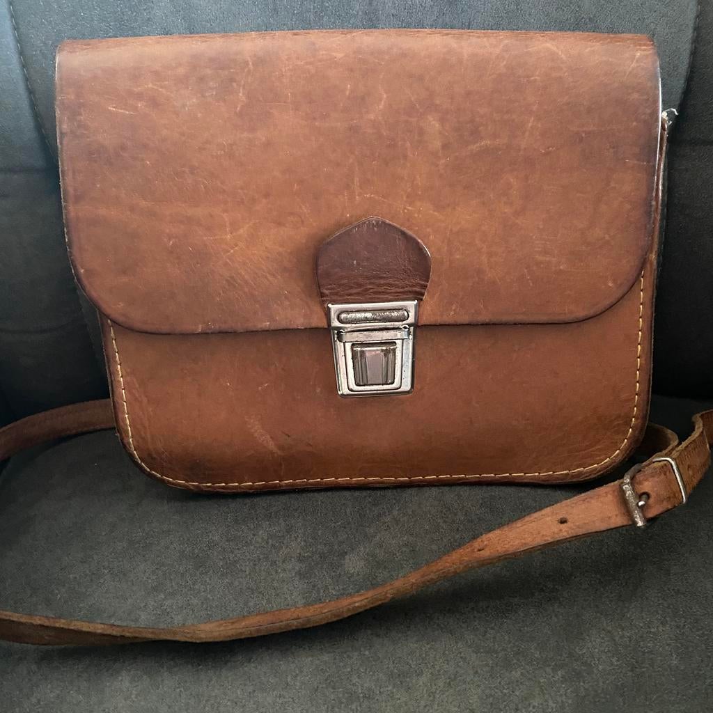 VINTAGE LEDEREN “CONDUCTEURS” TAS., Overige merken, Gebruikt, Bruin, Ophalen of Verzenden