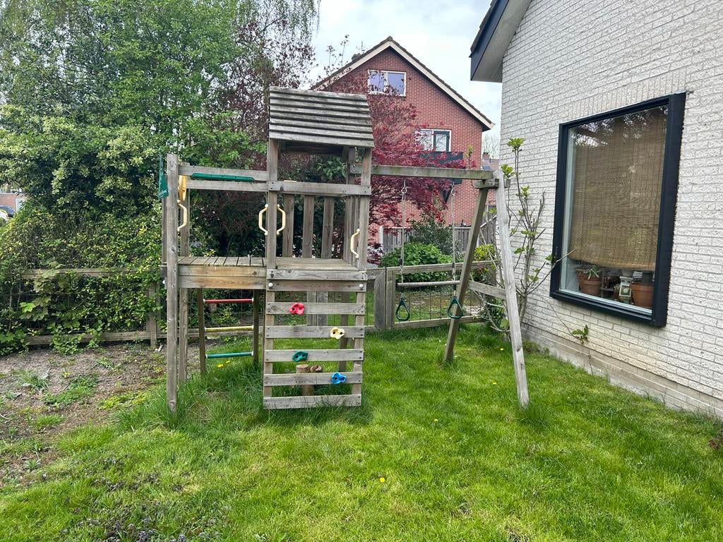 Houten speeltoestel (jungle gym), Ophalen, Gebruikt, Klimwand