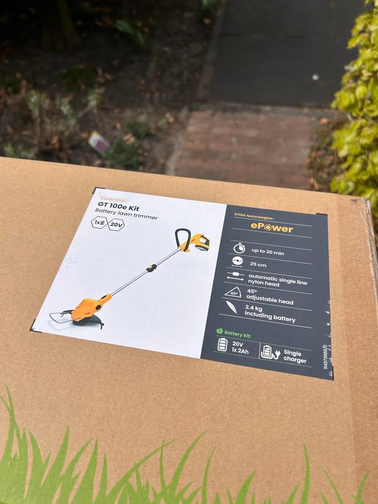 Stiga GT 100e Kit Accu Grastrimmer - Nieuw in Doos, Tuin en Terras, Grastrimmers, Ophalen of Verzenden, Nieuw, 10 tot 30 cm, Accu