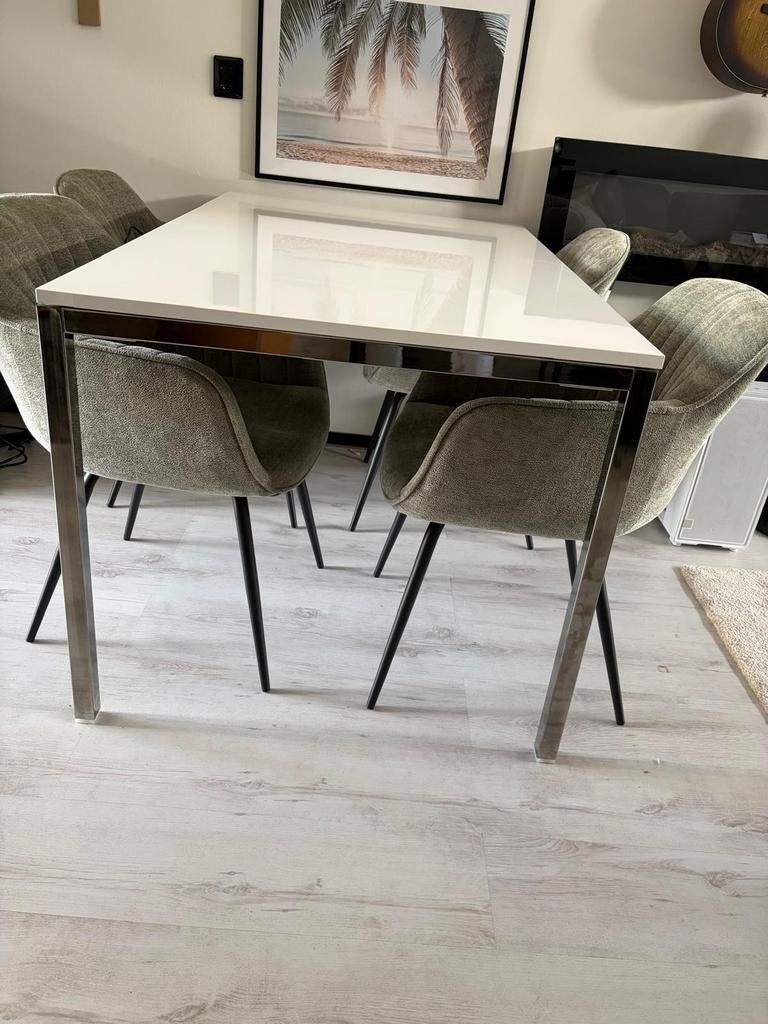 Hoogglans eettafel, Ophalen, Gebruikt, 100 tot 150 cm, 50 tot 100 cm