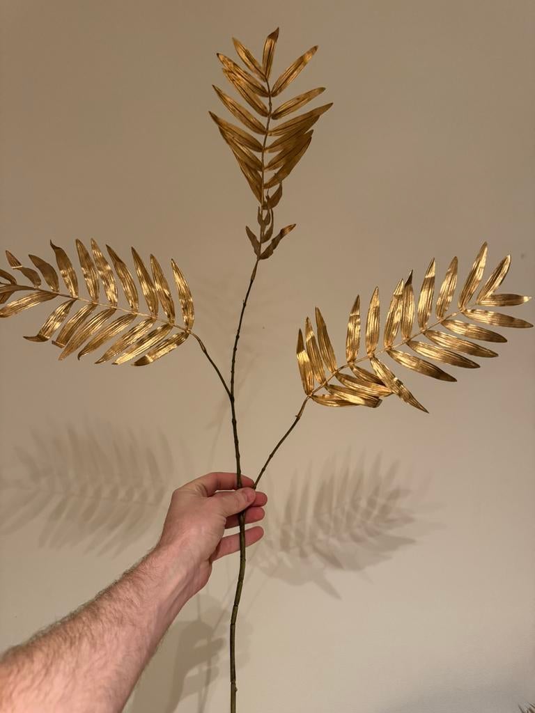 4 zijdenbloemen zijdetakken kunstbloemen goud palmtak, Ophalen, Zo goed als nieuw