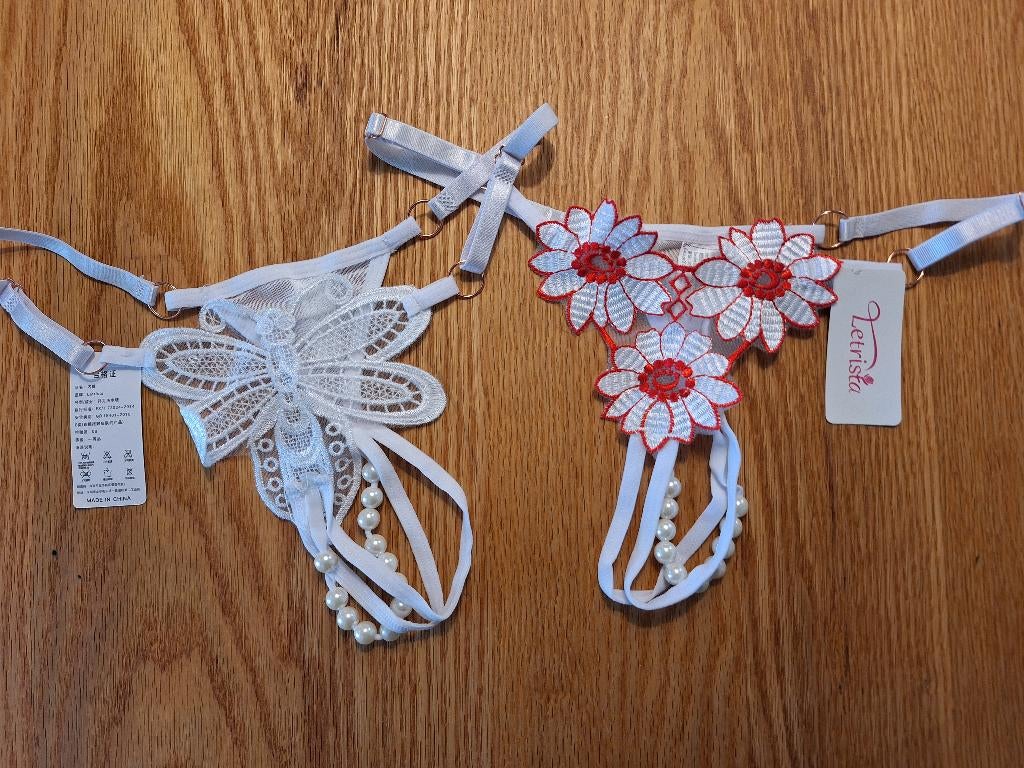 sexy parels strings, Verzenden, Wit, Overige typen