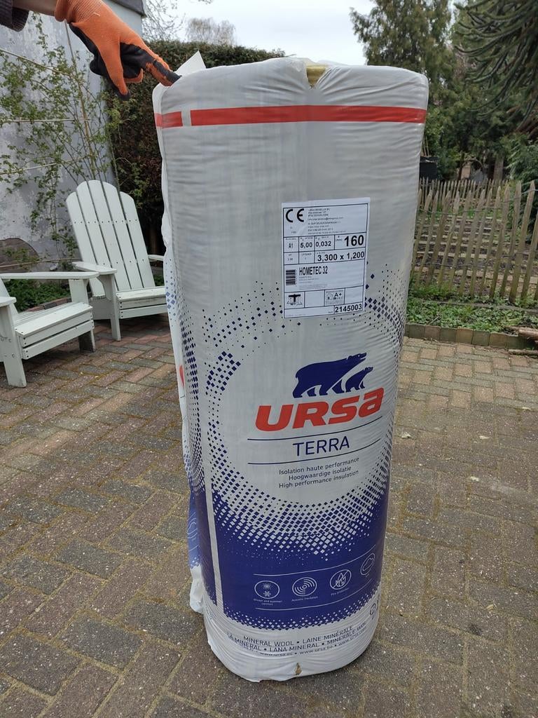 Ursa Hometec 032 isolatiemateriaal rol 160mm dik, Rd 5.00, Ophalen, 12 cm of meer, Nieuw, 15 m² of meer