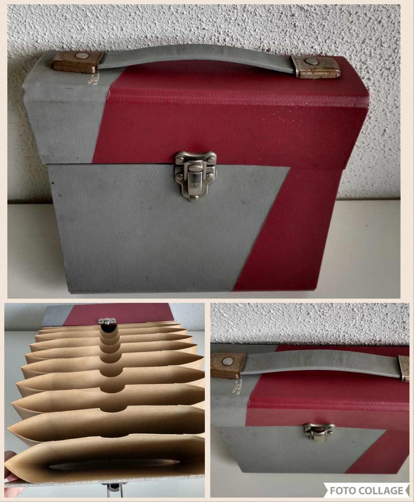 Vintage vinyl single koffertje - Rood/Grijs, Cd's en Dvd's, Vinyl Singles, Gebruikt, Overige genres, Ophalen of Verzenden, Overige typen