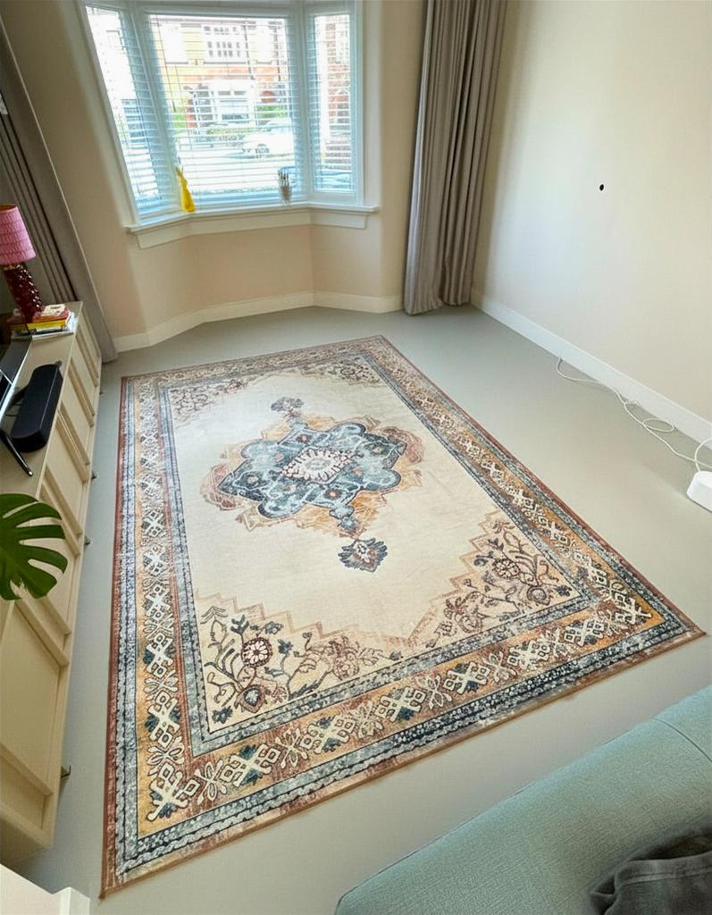 Dutchbone perzisch mahal vloerkleed blauw/brick 200x300cm, Perzisch/vintage, Blauw, 200 cm of meer, Ophalen of Verzenden